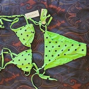 New with Tags PacSun LA Hearts Green Riviera Polka Dot Bikini